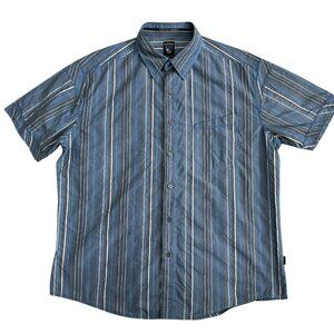 Kuhl Suncel Sun Protection Short Sleeve Button Up Shirt Blue Gray Stripe Men XL